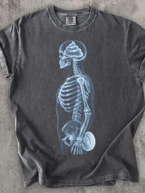 Men's Pepper Short Sleeve Tee with Blue X-Ray Skeleton Graphic